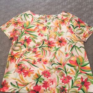 J. Crew cap short sleeve flower top